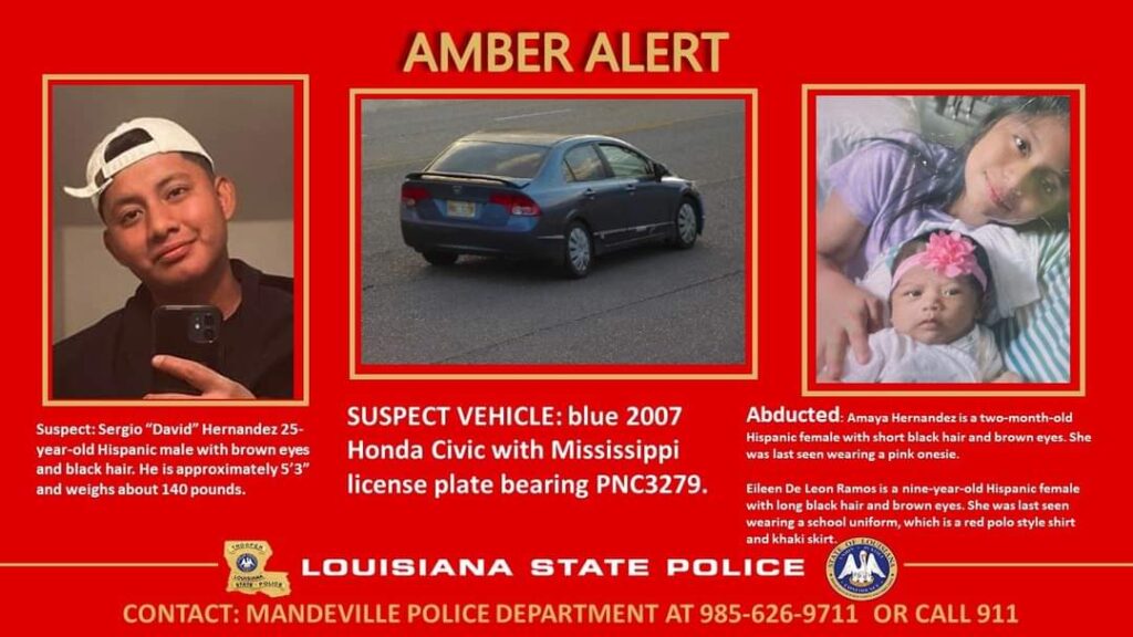 Amber Alert issued by the Louisiana State Police.