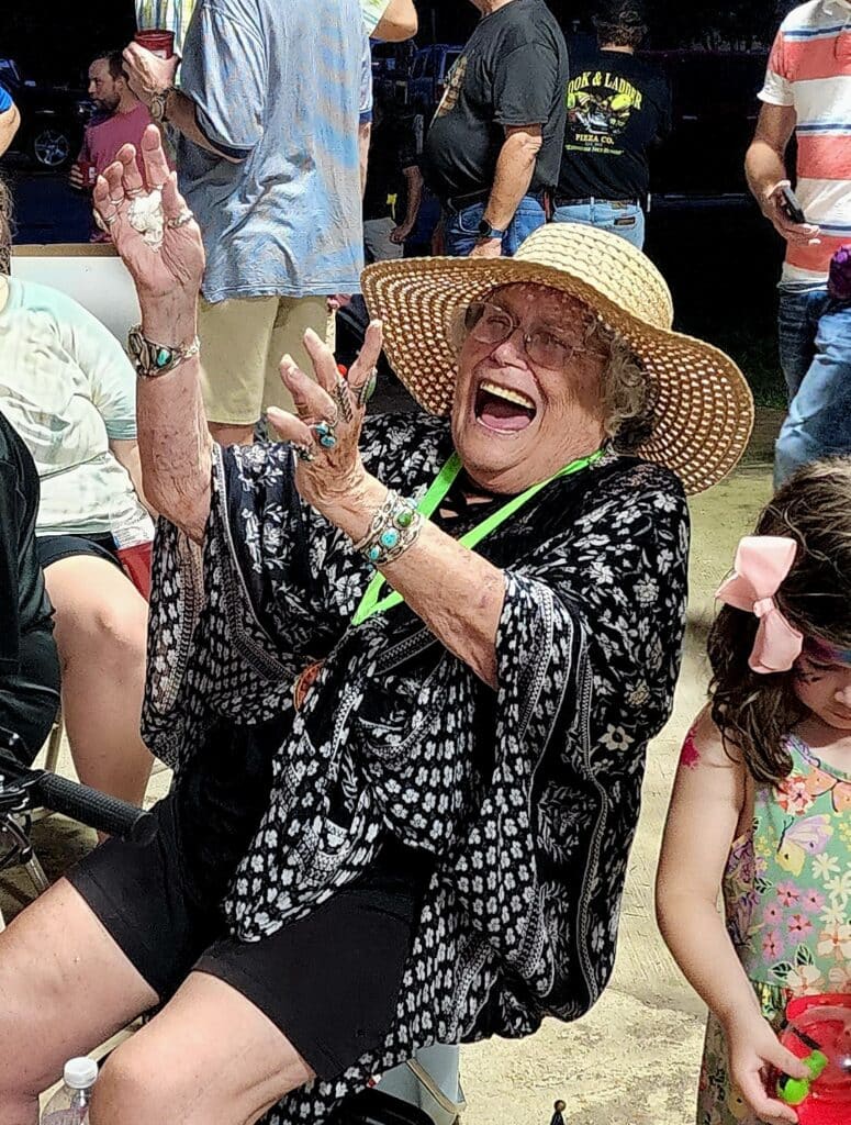 Sandra "Grams" Hollars, 84, relishes in her victory. Photo by David Day
