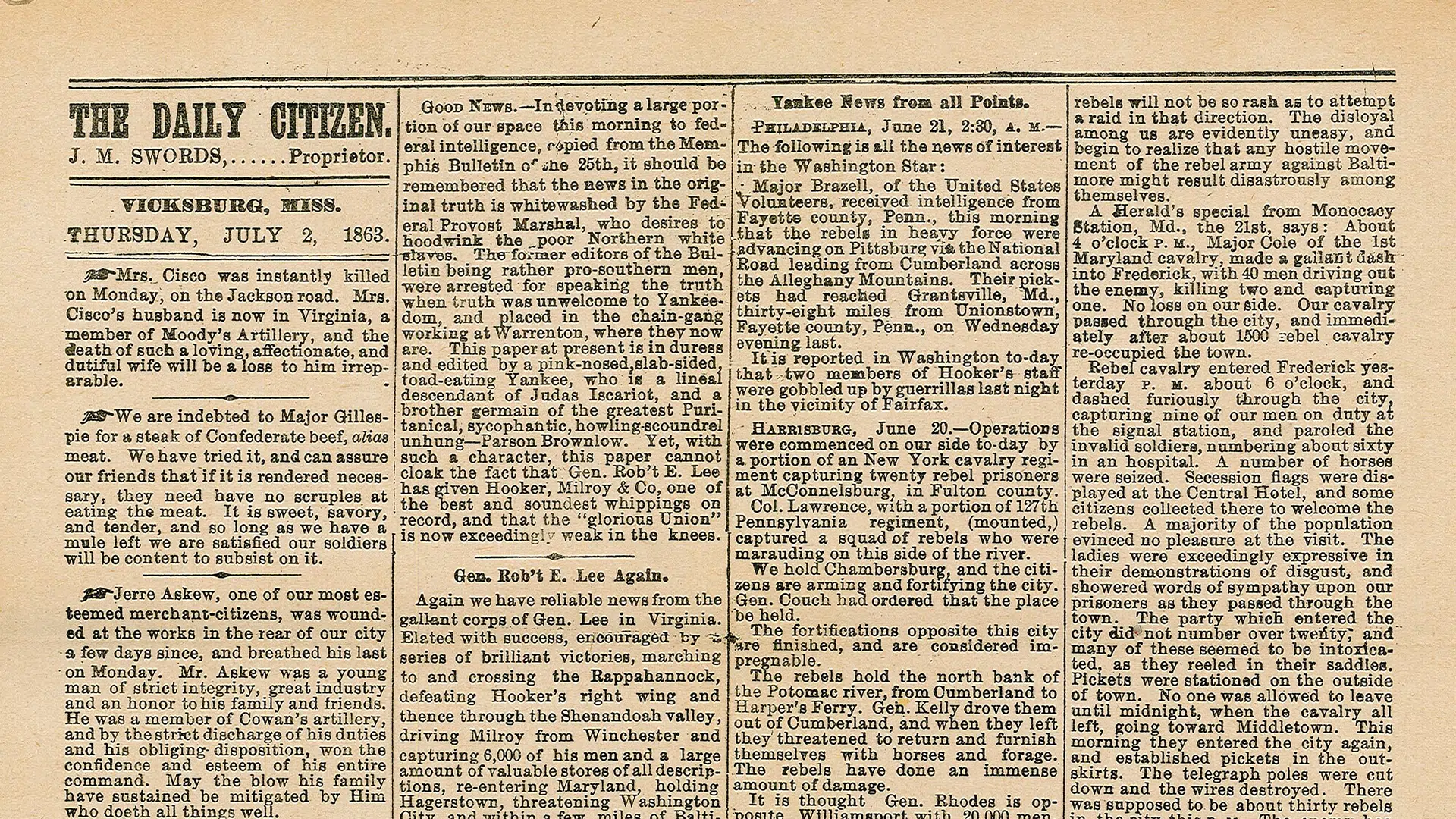 Wallpaper Newspaper: Americana relic from Vicksburg