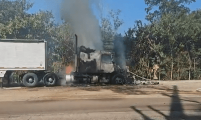 18-wheeler fire on North Washington
