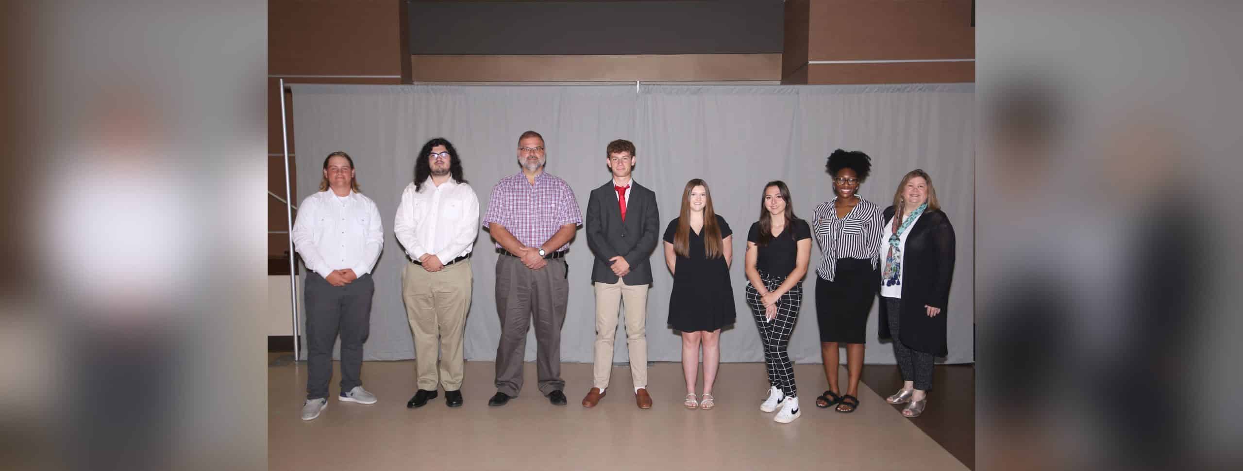 Levi Goldman of Pelahatchie, who received the John & Marie Pervangher Endowed Scholarship; Dylan Havemann of Clinton, who received the C. Leonard & Jane Woods Katzenmeyer Endowed Scholarship; Charles Katzenmeyer of Vicksburg, Justin Hasty of Vicksburg, Emily Philipson of Vicksburg and Shannon Harpole of Vicksburg, all of whom received the John & Marie Pervangher Endowed Scholarship, and Nkyah Kendrick of Jackson