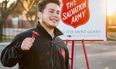A Salvation Army bell ringer.