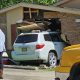 car crash into house