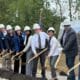 Jail ground breaking with shovels