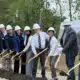 Jail ground breaking with shovels