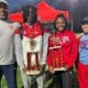 L-R Coach Corey Wilson Sr., Dwight Palmer, Adria Burrell and Coach Heather Casey