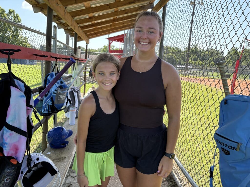 L-R Briley Landers and Abigail Morgan (Photo by Keith Phillips) 2025 Lady Flashes Softball camp