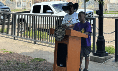 James Johnson Jr. speaks at yesterday's Stop the Violence rally (Don Hill Vicksburg Daily News)