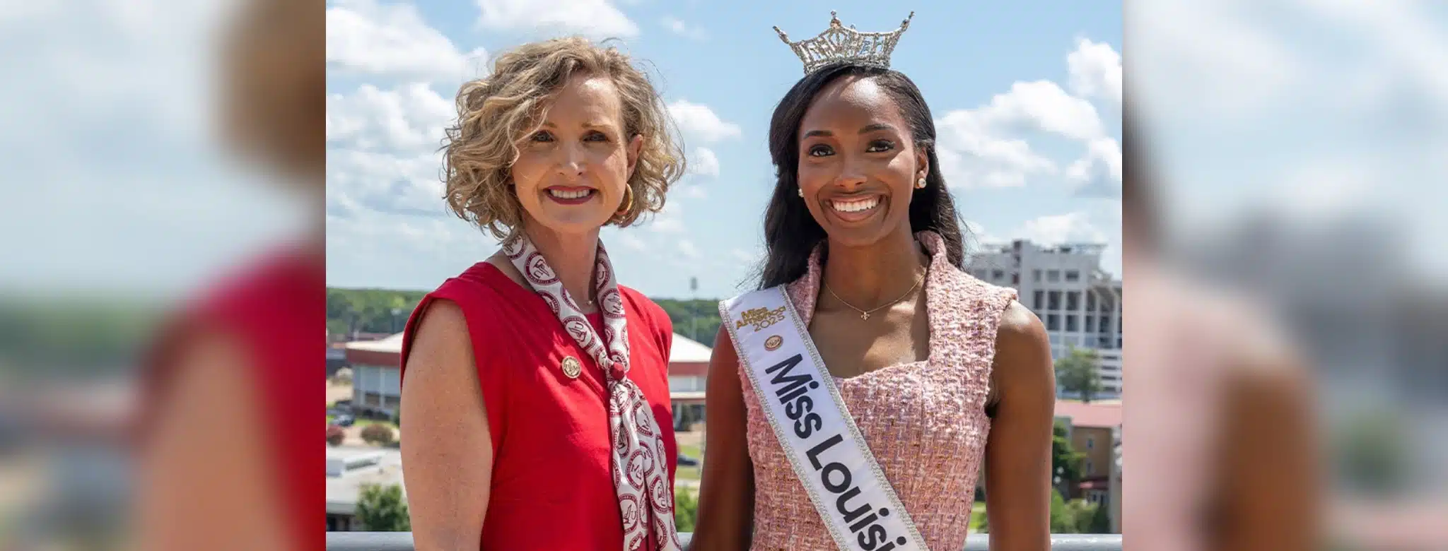 Miss Louisiana 2025 Gabrelle McLeod, a ULM student, met with ULM President Dr. Carrie Castille following her win.