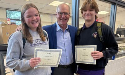 L-R Olivia Busby, Wilson Carroll, and Matthew Busby