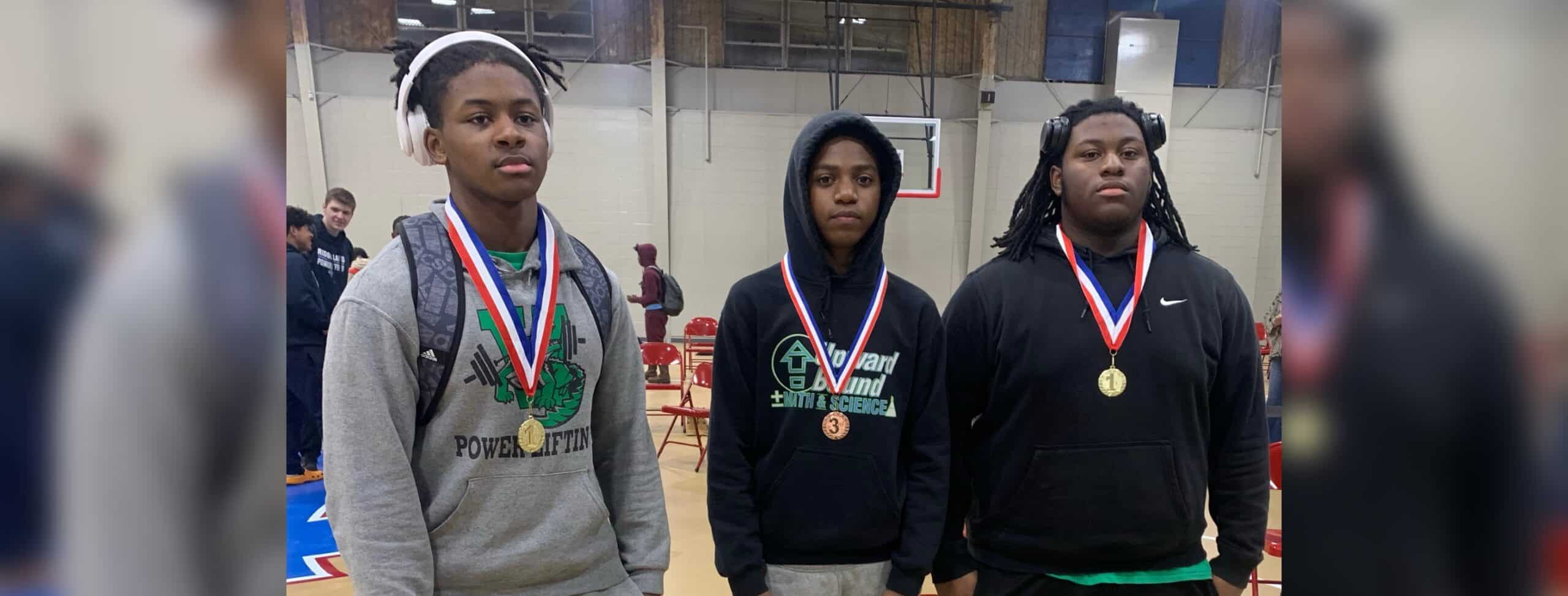 L-R LeAndrew Drake, Jamarion Young, and Karter Thomas