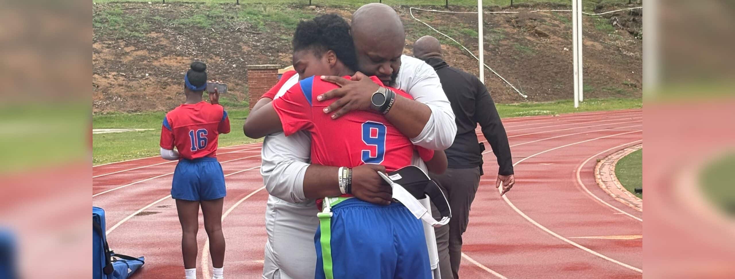 Defensive Coordinator Ced Jackson and Ka’Ryn Henderson