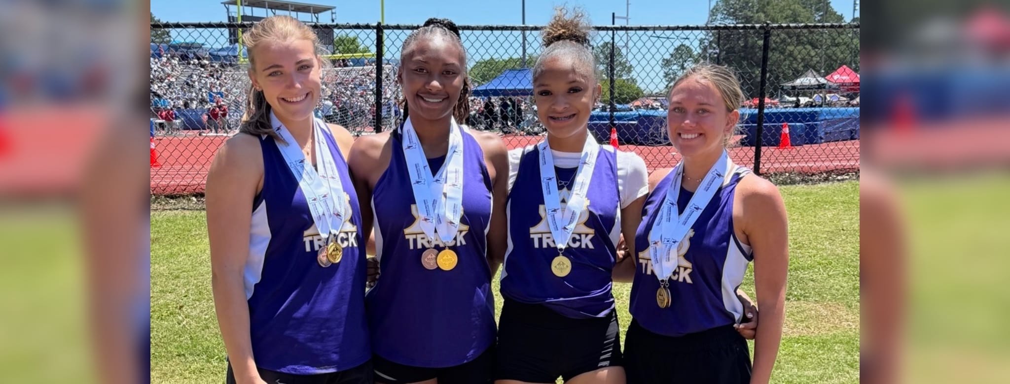 St. Aloysius Girls 4x100 Relay Team are the state champions! L-R Megan Theriot, Kennadi Blassingame, Kelci Bingham and Madelyn Kavanaugh. Photo by Katie Kavanaugh