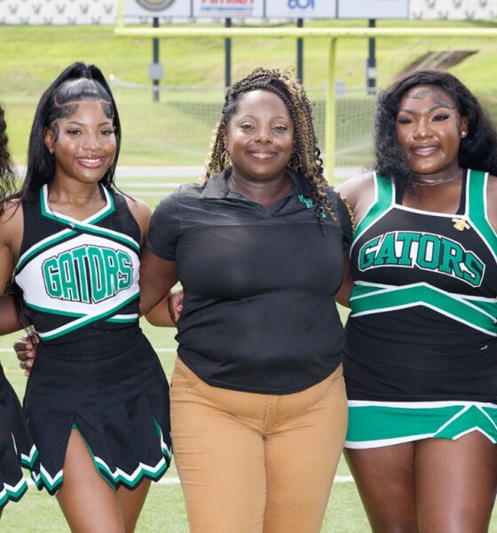 L-R Raylyn Parson (co-captain), Rihanna Ringo (co-captain), Coach Aeriel Stokes, Cedrionna Blackmore (captain), & Xaria Williams (co-captain). Photo by Richard Miller