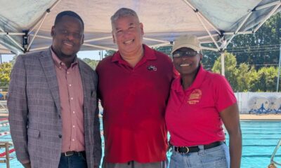 L-R Mayor Willis Thompson, WC Head Coach Terry Wong, and Alderwoman Vickie Bailey