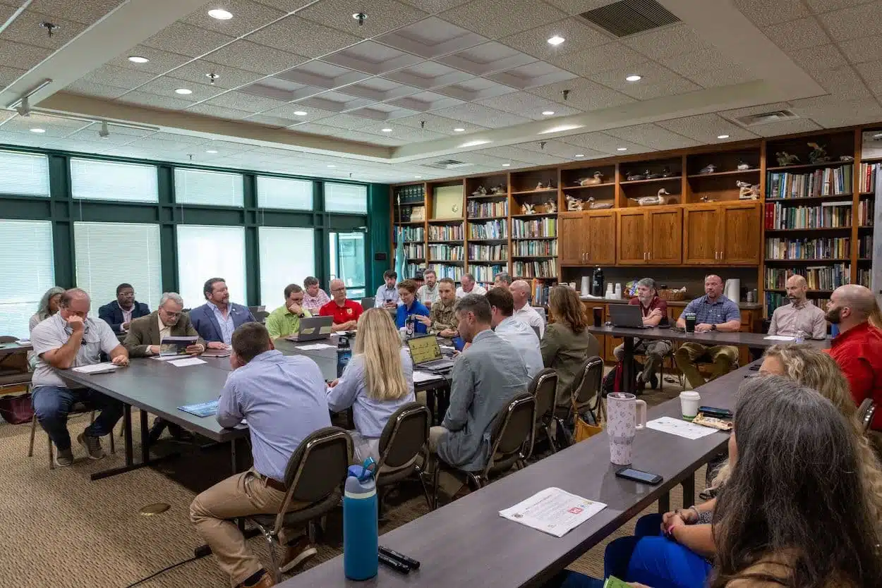 Meeting at Ducks Unlimited HQ with at — Vicksburg District advances priority Yazoo Backwater Area Water Management Project