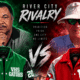 Promotional graphic for the River City Rivalry featuring two coaches and team jackets from VHS and WC. — Decades of rivalry