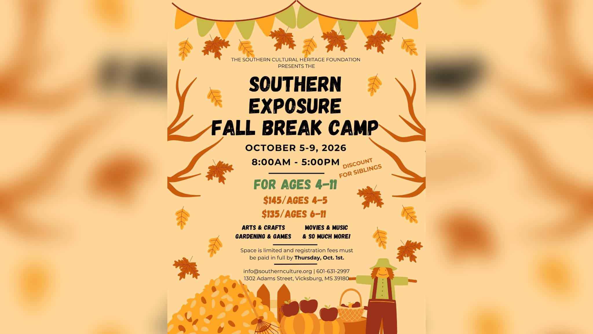 fall break — SCHF presents “Southern Exposure” fall break camp