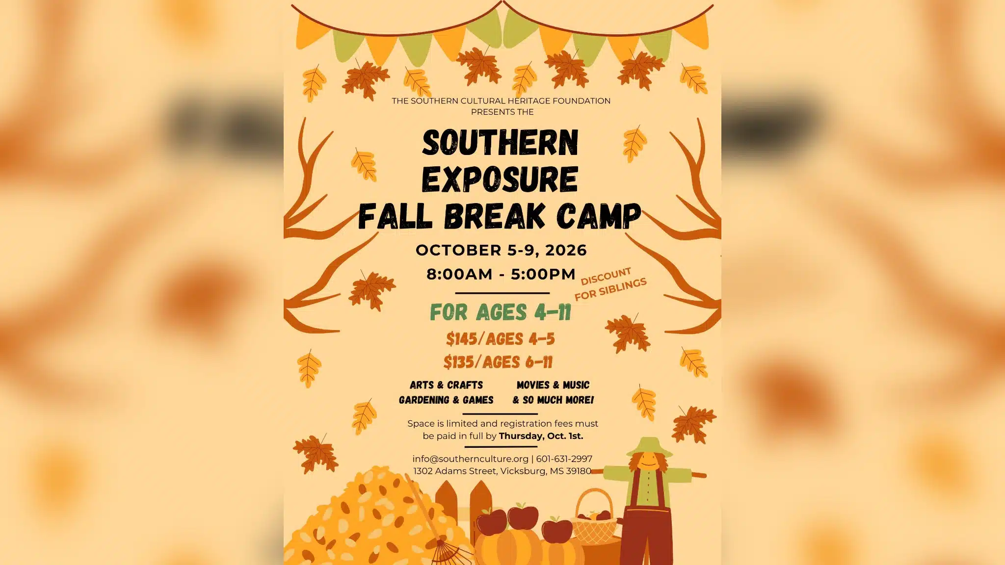 fall break — SCHF presents “Southern Exposure” fall break camp