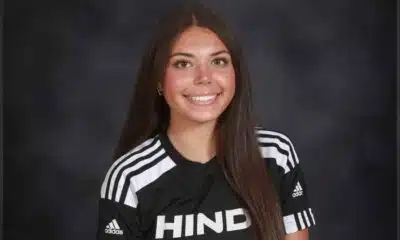 Jordan Polk, a soccer player in a Hinds Community College jersey, smiles for the camera.