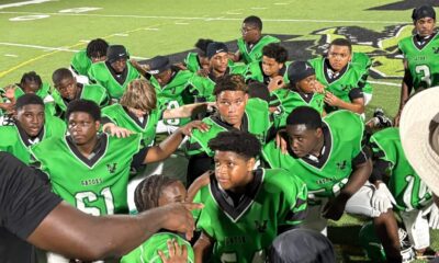 Vicksburg Junior High football team in green jersey — Vicksburg Junior High remains undefeated with 12-10 win over Clinton