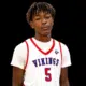 A young male athlete wearing a white basketball jersey with 'Vikings' and the number 5, standing against a — 16 identified