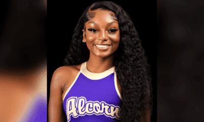Smiling cheerleader in Alcorn State uniform, showcasing pride and confidence. — Amyiah Montgomery