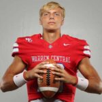 Warren Central quarterback Nash Morgan in red uniform ho — WC defeats Germantown 42-35; Morgan makes Warren County history
