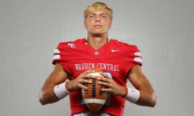 Warren Central quarterback Nash Morgan in red uniform ho — WC defeats Germantown 42-35; Morgan makes Warren County history