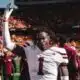 MSU football player celebrating after a touchdown during the game against Minnesota.