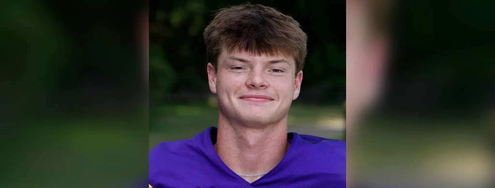 Keller Bradley, a football player in a purple jersey, smiles for the camera outdoors. — Flashes fall to Central Hinds