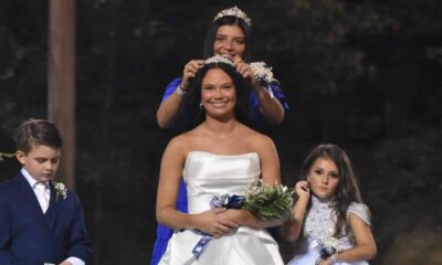 Mia Abdo crowned as PCA's 2026 Homecoming Queen during a football game ceremony.