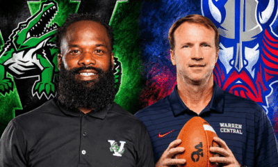 Coaches Christopher Lacey and Josh Morgan pose wi — Rivalry week arrives as Vicksburg High prepares to host Warren Central
