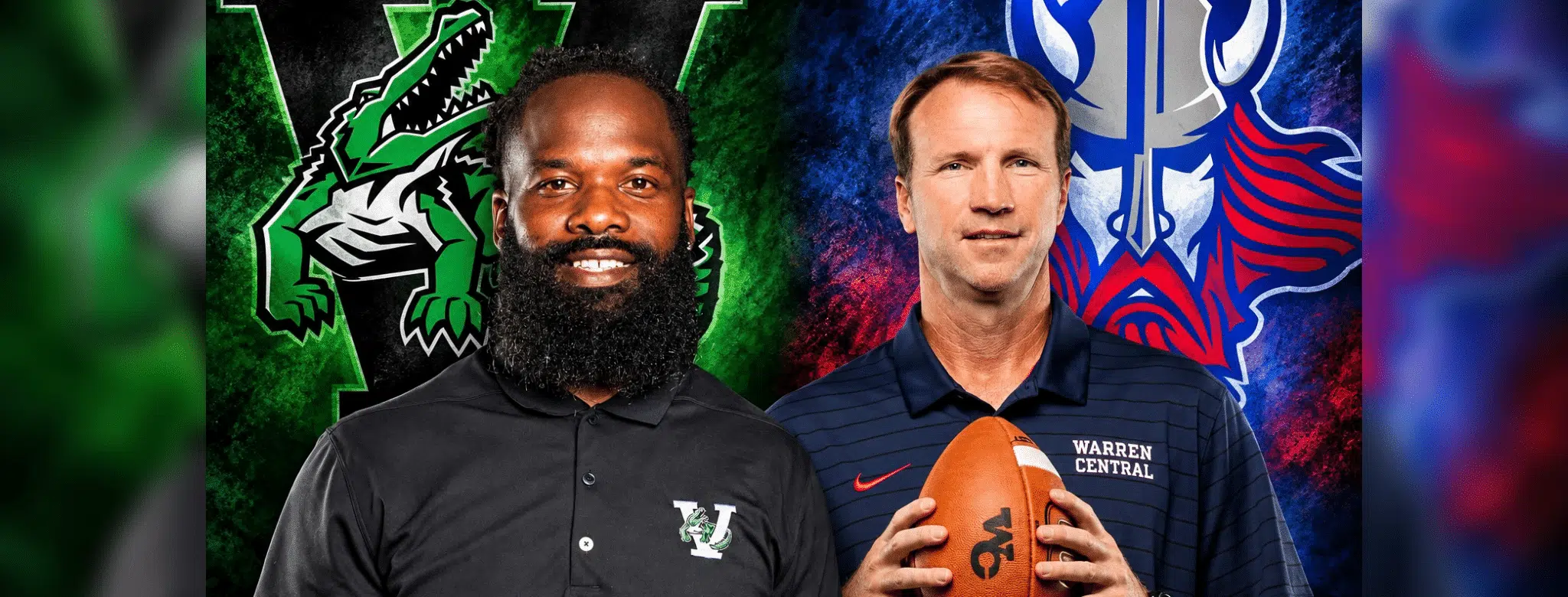 Coaches Christopher Lacey and Josh Morgan pose wi — Rivalry week arrives as Vicksburg High prepares to host Warren Central