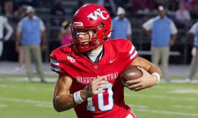 Warren Central quarterback Nash Morgan running with the football during a game against Madison Central.