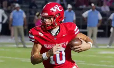 Warren Central quarterback Nash Morgan running with the football during a game against Madison Central.