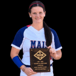 Hallie Grace Malone holding her MAIS All-Star Game MVP plaque, wearing a softball uniform.