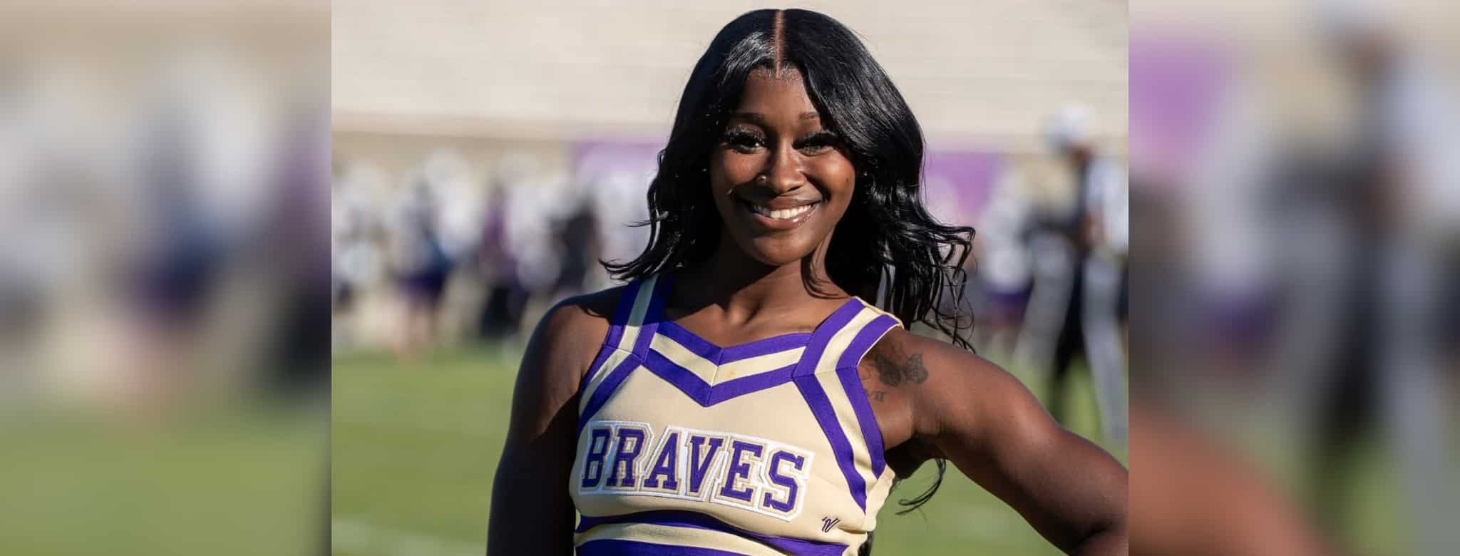 Cheerleader Ka’Dajai Allen smiles in her Alcorn State unif — Ka’Dajai Allen named Alcorn State Cheerleader of the Week