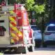 Emergency vehicles at the scene of a UTV accident in Warren County, with a fire truck and police cars visib — Child killed