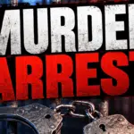Graphic showing handcuffs with the text 'Murder Arrest' against a blurred background of police ligh — Patton Street murder